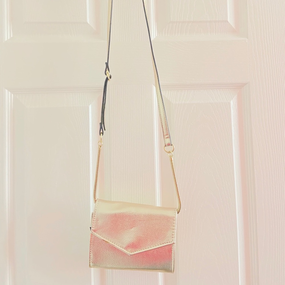 Madden Girl Gold Metallic Flap Crossbody Bag
